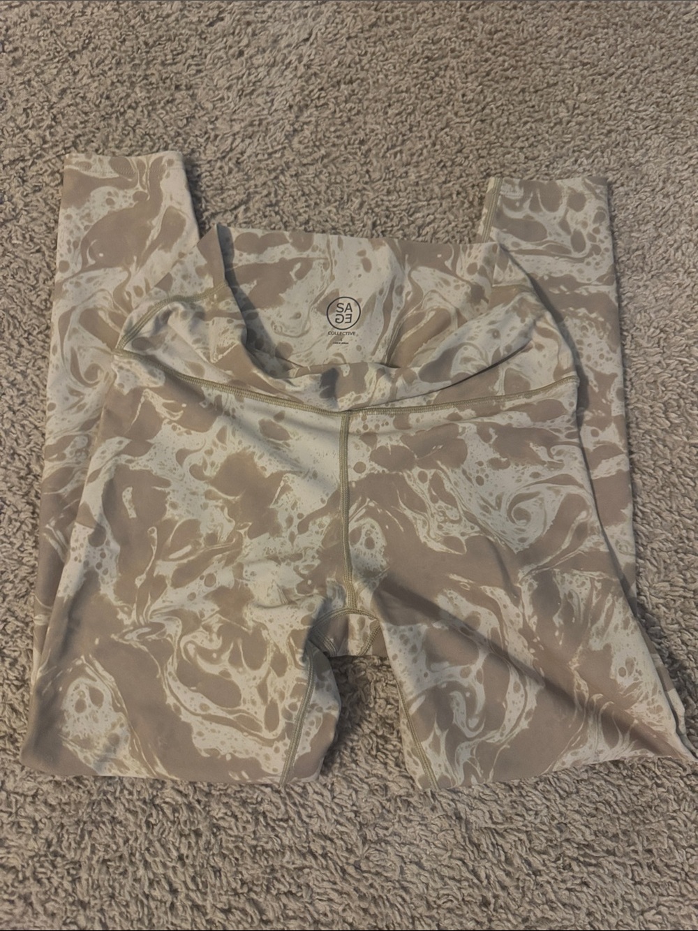 Sage Marble-Print High-Rise Leggings